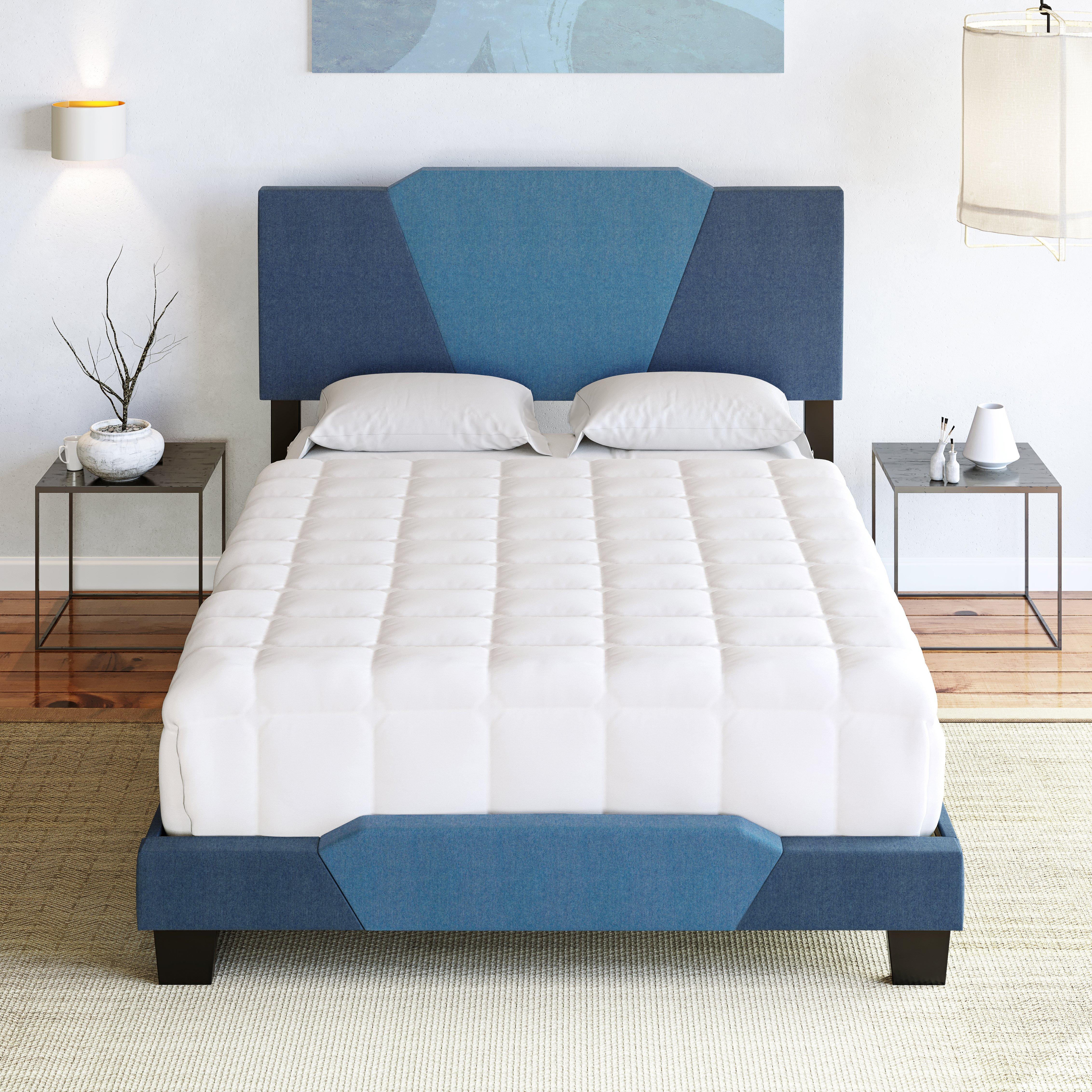 Rent to Own Boyd Sleep Trimble King Ocean Blue Fabric Bed with 11